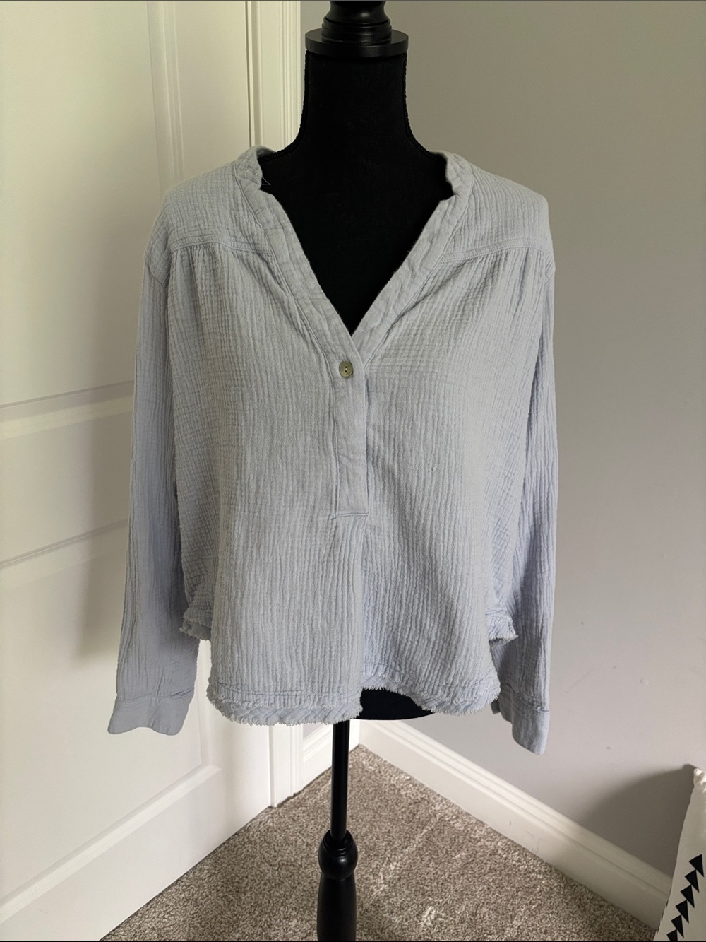 Free People Light Blue Gauze Pullover Tunic